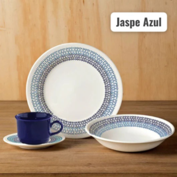 VAJILLA CORONA JASPE AZUL 4P-16 PZS REDONDA